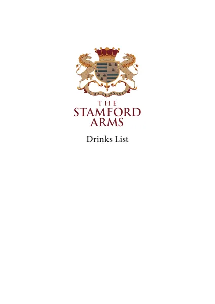 First page of The Stamford Arms Drinks List